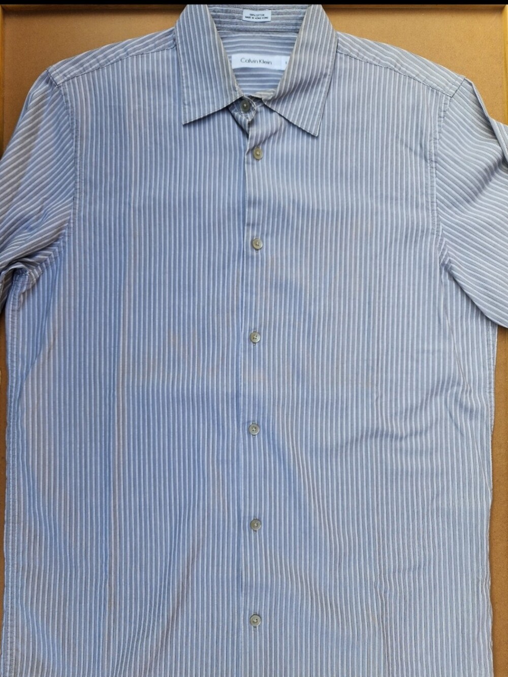 Calvin Klein Men's Gray Pinstripe Dress Shirt